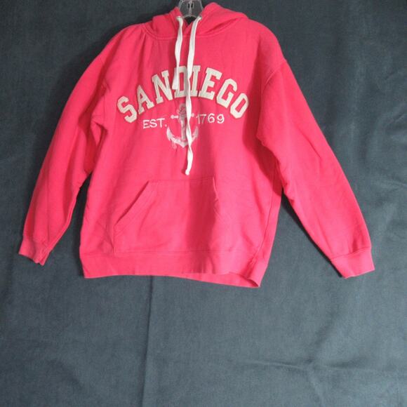 South Pointe Hoodie Womens Small Coral San Diego Sweatshirt Vacation Cozy Anchor - Picture 1 of 9